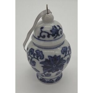 Mini Porcelain Ginger Jar Ornaments Blue & White Chinoiserie Xmas Ornament